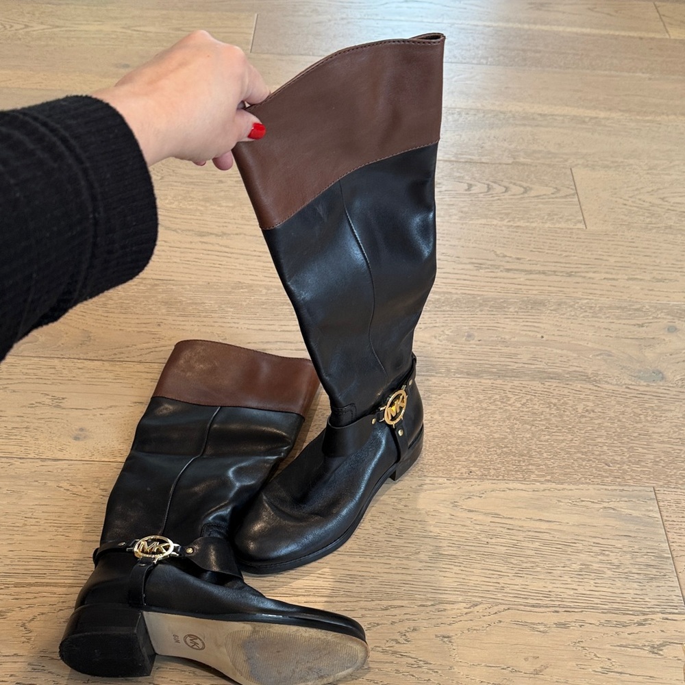 Michael Kors Black and Brown Riding Boots